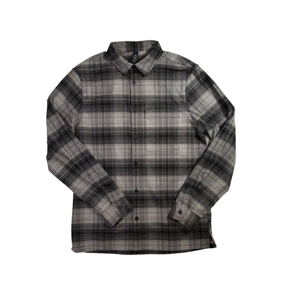 Lululemon LS Gray &‎ Black Plaid Commission Flannel Button Up Shirt Size Small